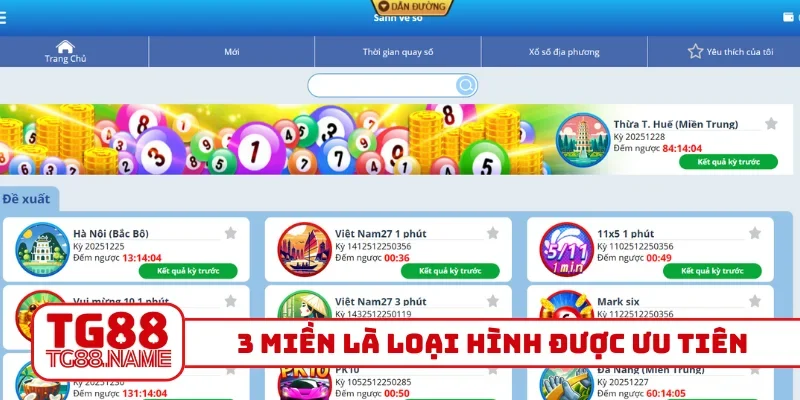 3 miền là loại hình được ưu tiên