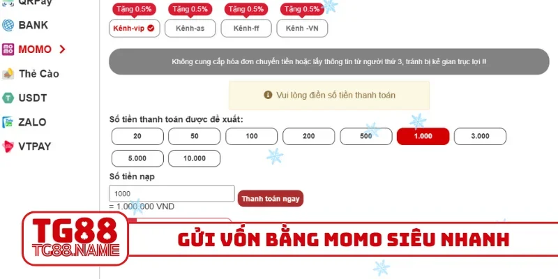 Gửi vốn bằng Momo siêu nhanh
