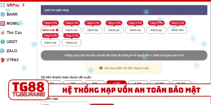Hệ thống nạp vốn an toàn bảo mật